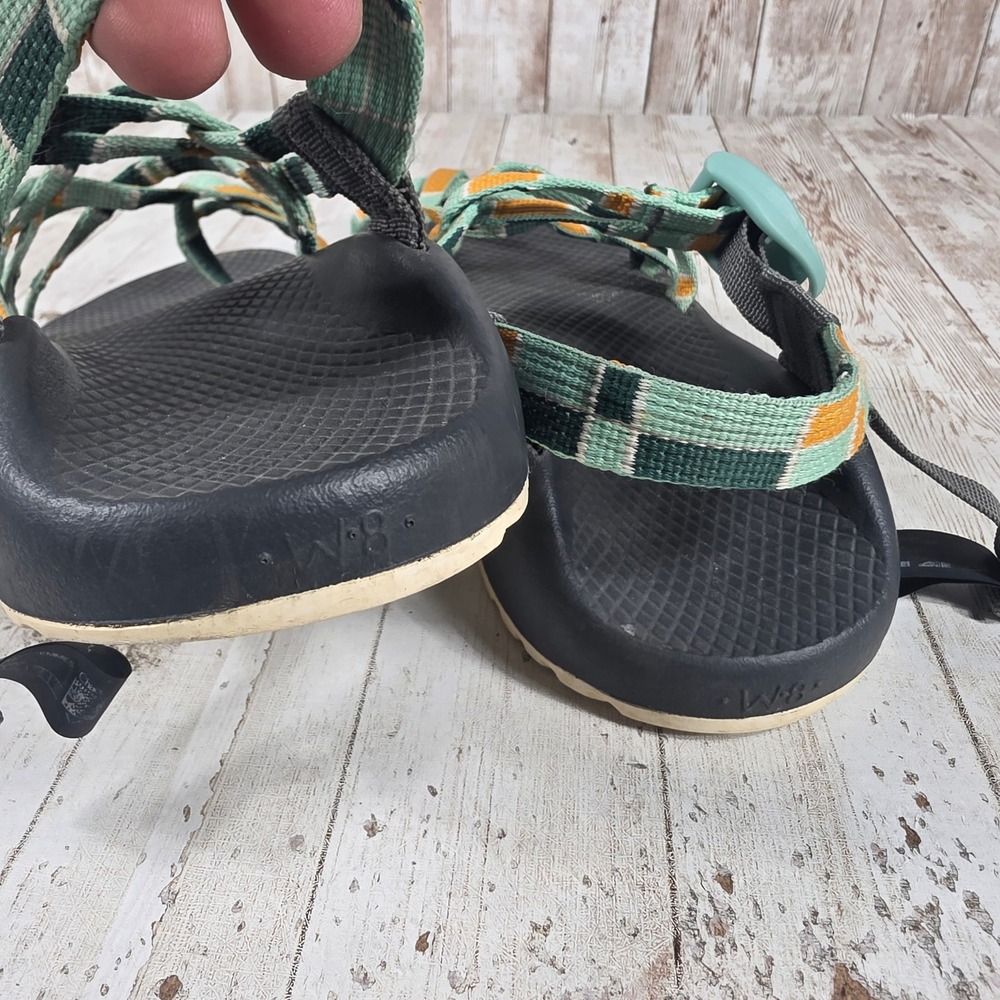 Chaco Z/Cloud 2 Womens 8 Green Orange Multi Strap Toe Loop Hiking Sandals - Picture 6 of 6